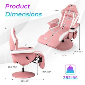 Polyurethane Height Adjustable Swivel Gaming Chair in Pink Chair with Cup Holder