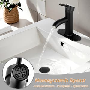 Single Handle Bathroom Faucet for 1 or 3 Holes with Pop-up Drain, Bathroom Sink Faucet with Deckplate in Matte Black