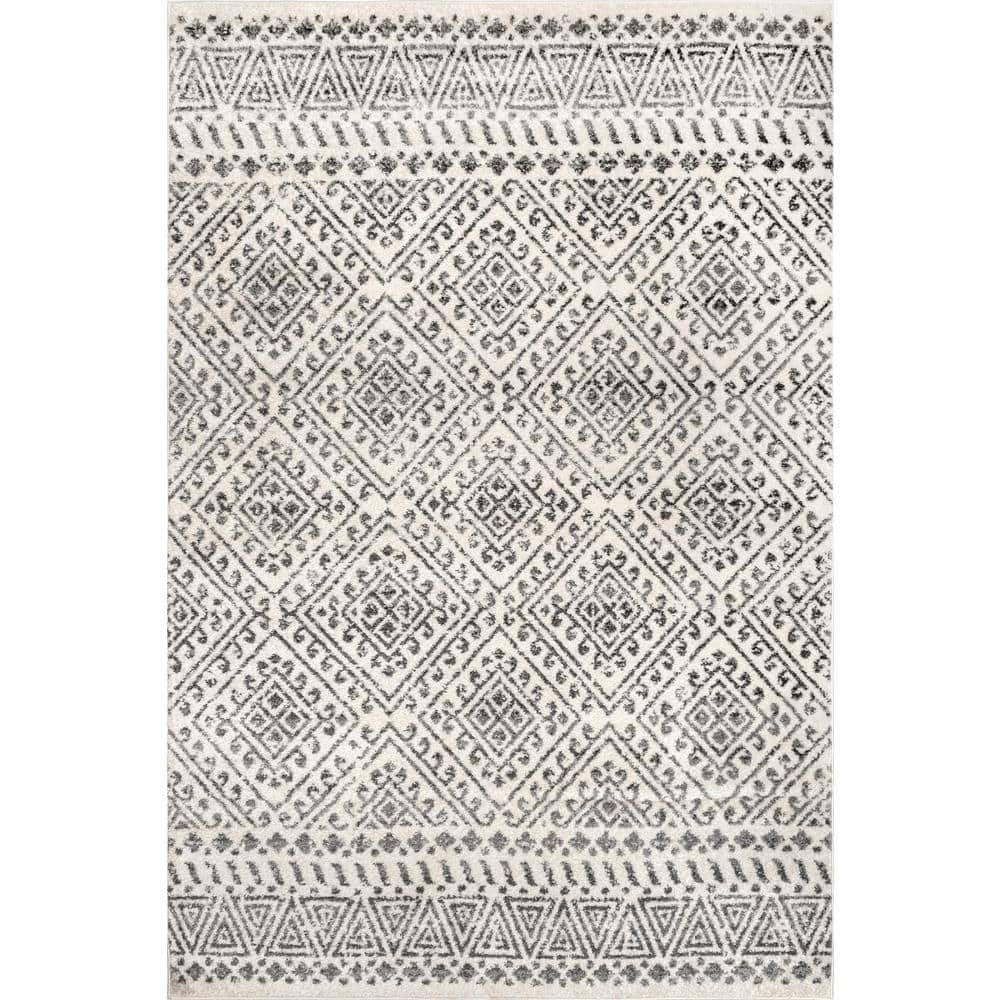 nuLOOM Gem Greek Diamond Trellis Off White 10 ft. x 14 ft. Area Rug ...