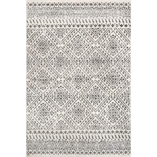 Photo 1 of **USED**
Gem Greek Diamond Trellis Off White 9 ft. x 12 ft. Area Rug