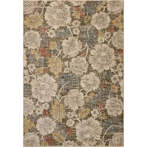 Eileen Olive / Multi 3 ft.  x 3 ft.  Round Transitional Accent Rug
