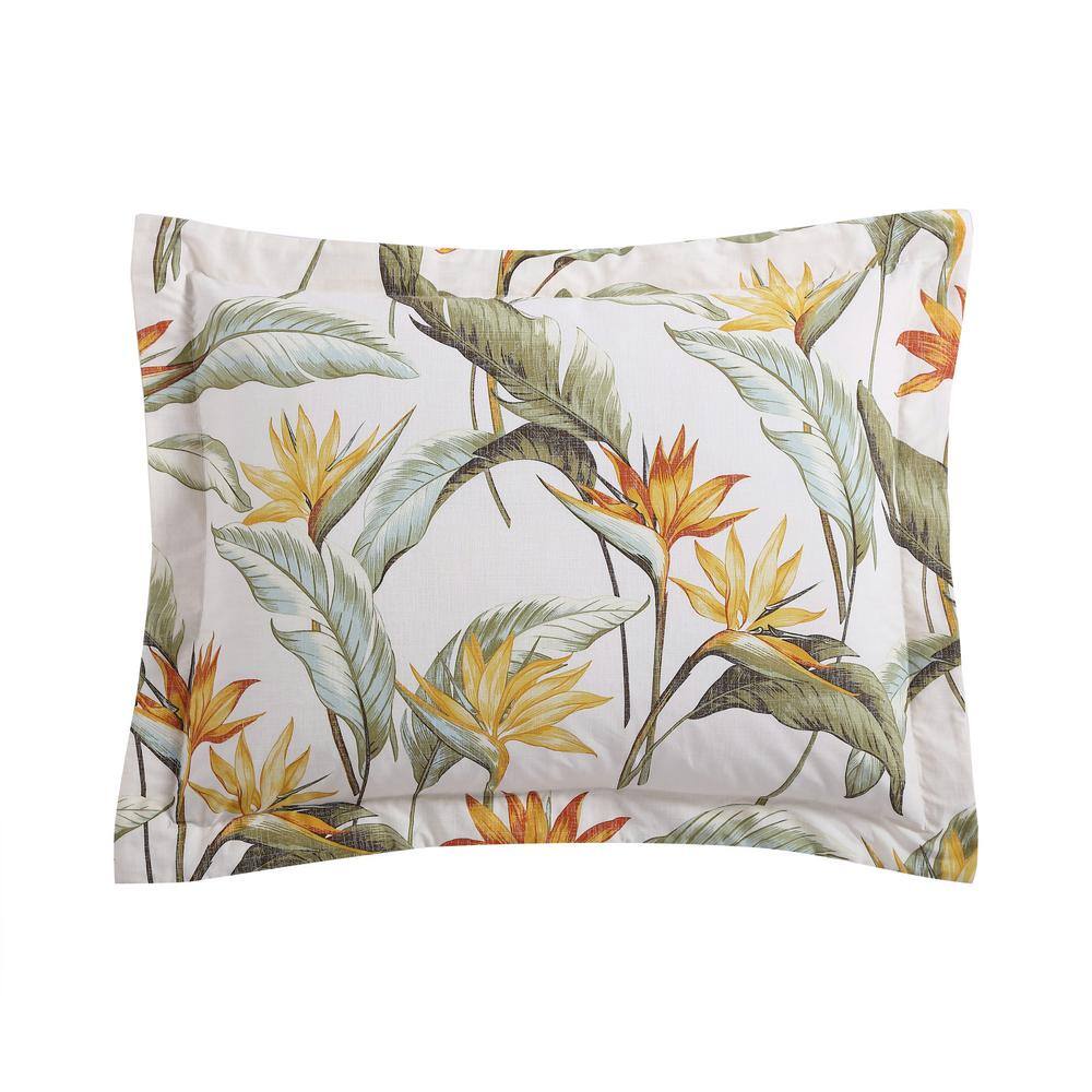 King Beige Cotton Tropical Palm Duvet Cover Set