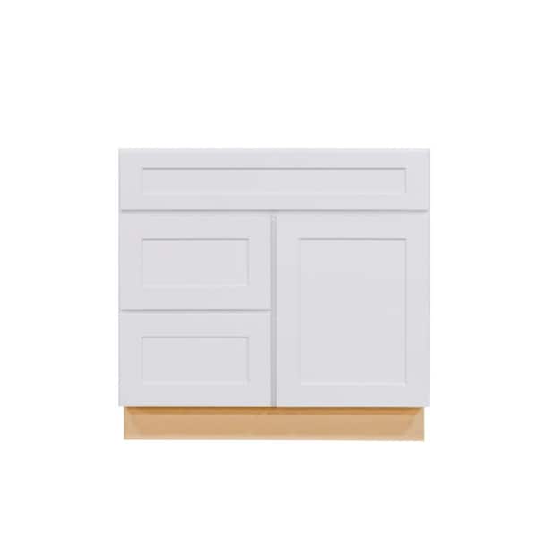 ProCraft Cabinetry Liberty Series Assembled 30 in. W x 21 in. D x 34.5 in. H Sink Base Bath Vanity Cabinet Only With Left Drawers in White