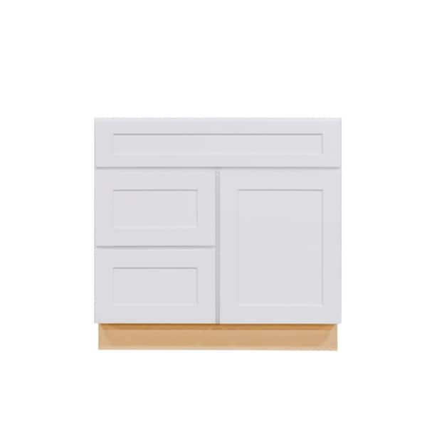 ProCraft Cabinetry Liberty Series Assembled 36 in. W x 21 in. D x 34.5 in. H Sink Base Bath Vanity Cabinet Only With Left Drawers in White