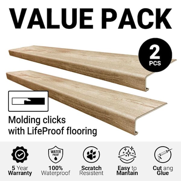 Dusk Cherry Stair Tread Molding Square Model - Exact Match for Life Proof Vinyl Floors, 2 Pieces per Box, 46 in. Long
