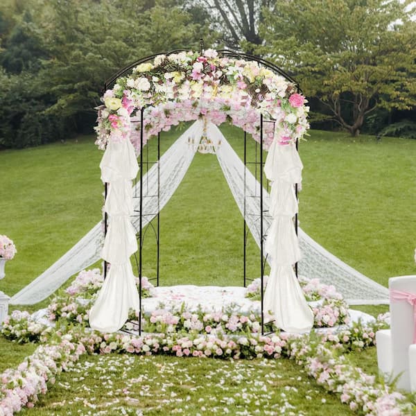 Metal Garden Arch,Rose Arches,Arbors,Round Wedding Arch,Archway for Climbing Plants,Trellis,Pergolas,Weatherproof,Lawn Garden/Celebratory Decoration 