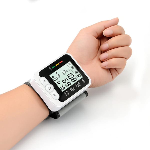 Aoibox Automatic Blood Pressure Monitor Wrist BP Monitor with Large LCD Display, Adjustable Wrist Cuff, 99x2 Sets Memory