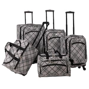Silver Stripes 5-Piece Spinner Luggage Set