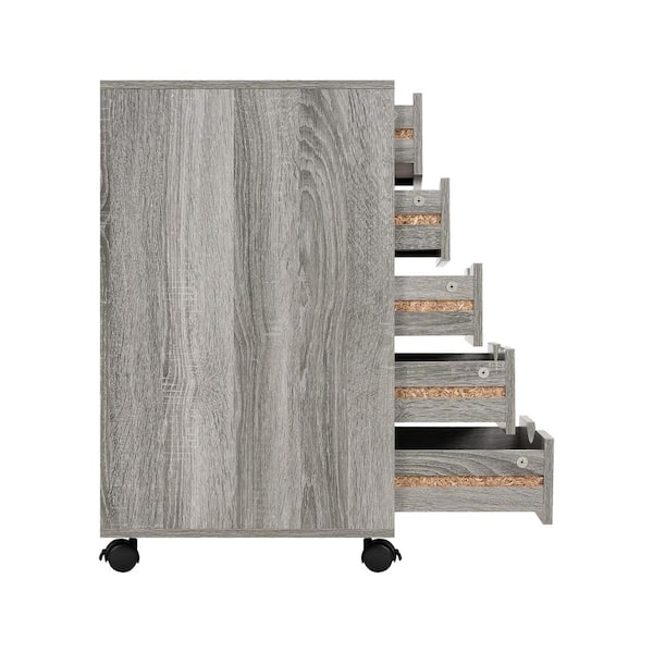 Drawer - ドゥロワー　may MAYKOOSH 5-Drawer Gray Oak Wood 15.75 in. W Rolling Vertical