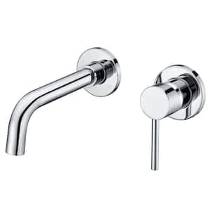 Modern Single Handle Wall Mounted Bathroom Faucet in Chrome