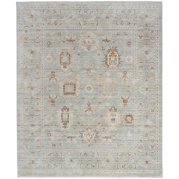 Nourison Oases Mint 10 ft. x 14 ft. Distressed Traditional Area Rug
