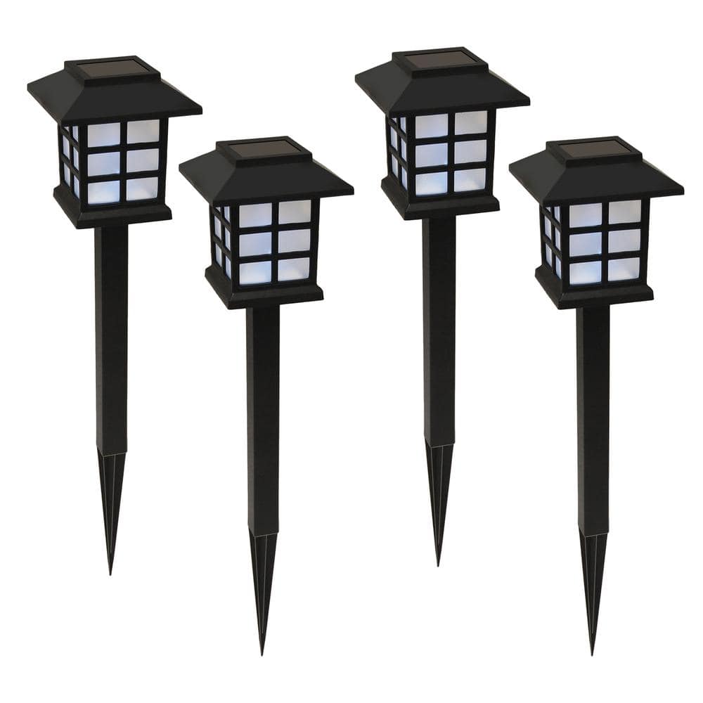 LUMABASE 15 in. Solar Ground Stake Window Black (Set of 4)