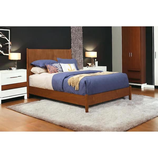 Brown Wood Frame California King Panel Bed