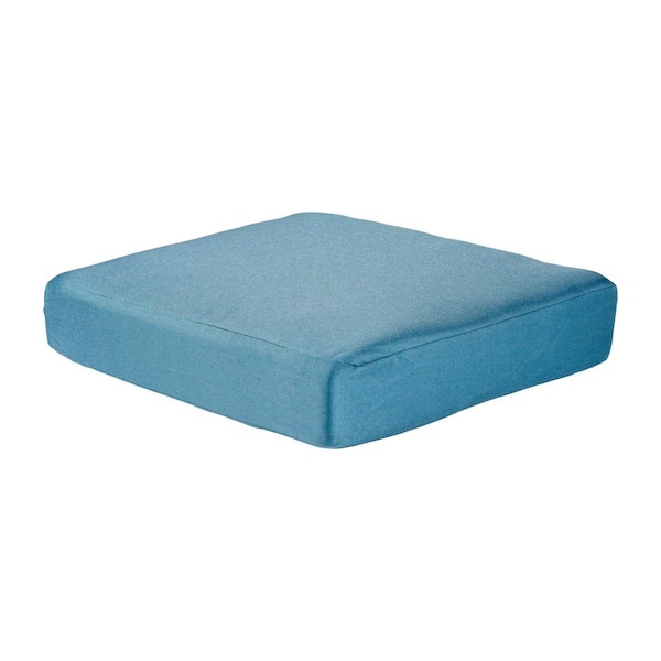 Hampton Bay Charlottetown 23 in. x 19 in. CushionGuard Outdoor Ottoman Replacement Cushion in Washed Blue