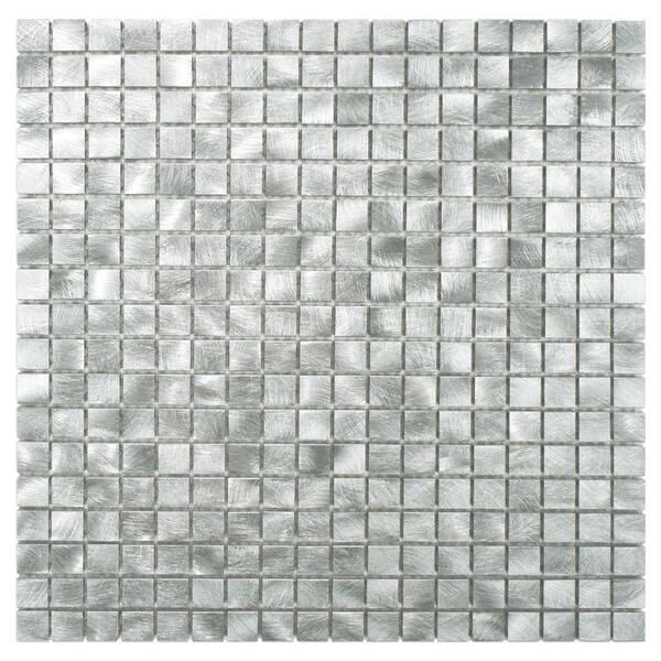 Merola Tile Alumina Mini Palladium 12 in. x 12 in. x 8 mm Brushed Aluminum Mosaic Tile