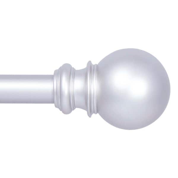 Kenney Bryce 66 in. - 120 in. Adjustable Single Curtain Rod 3/4 in. Diameter in Satin Nickel with Ball Finials