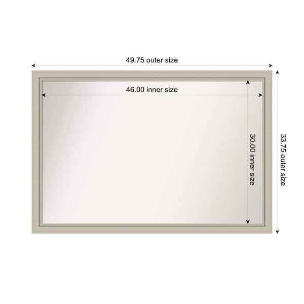 Amanti Art Romano Silver Narrow 49.75 in. x 33.75 in. Custom Non-Beveled Wood Framed Bathroom Vanity Wall Mirror