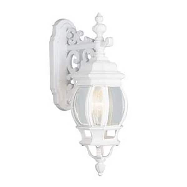 Bel Air Lighting Francisco 21 in. 3-Light White Lantern Outdoor Wall Light Fixture with Clear Glass