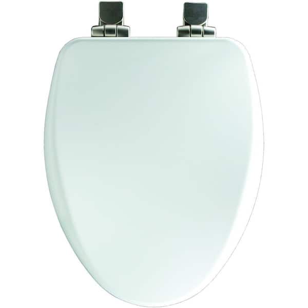 Bemis Slow Close Enameled Wood Elongated Closed Front Toilet Seat In White With Brushed Nickel Hinge 19173nisl 000 The Home Depot - Bemis Toilet Seat Fixing Kit Bemis Slow Close Enameled Wood Elongated Closed Front Toilet Seat In White With Brushed Nickel Hinge 19173nisl 000 The Home Depot - Bemis Toilet Seat Fixing Kit