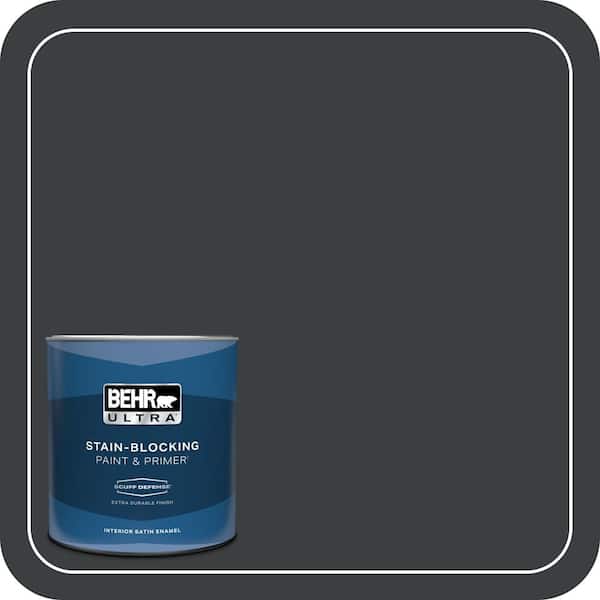 BEHR ULTRA 1 qt. #ECC-25-3 Obsidian Stone Extra Durable Satin Enamel Interior Paint & Primer