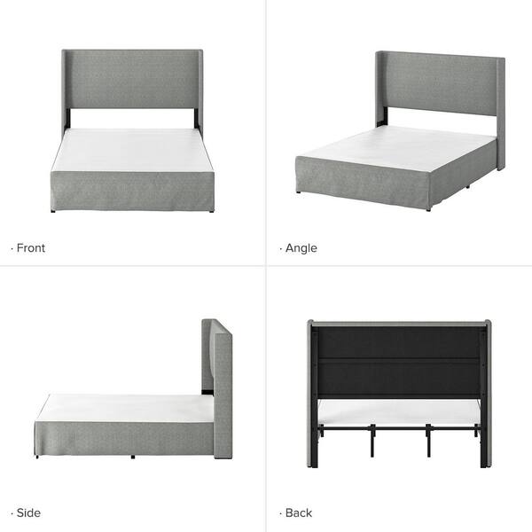 JAYDEN CREATION Raymond 2 Piece Grey Wingback Design King
