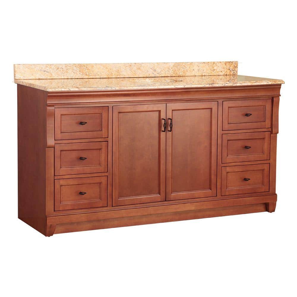 Home Decorators Collection Naples 61 In W X 22 In D Bath Vanity In Warm Cinnamon With Stone Effects Vanity Top In Tuscan Sun Nacasets6122d1 The Home Depot