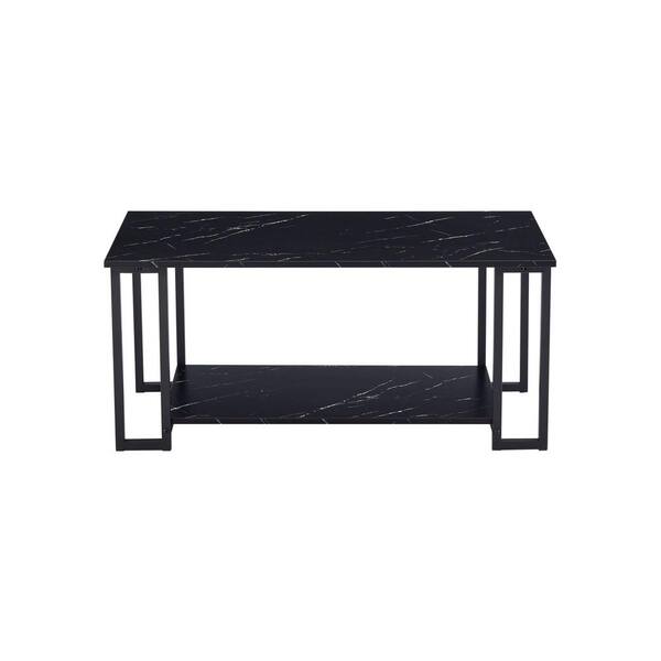Unbranded 39 .37 in. Black Rectangle MDF Wood Coffee Table with 2-Layer
