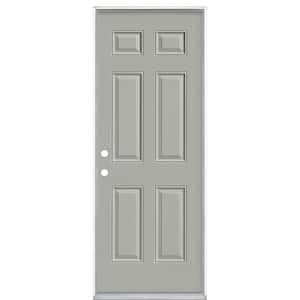 36 in. x 80 in. 6-Panel Right-Hand Inswing Painted Steel Prehung Front Exterior Door No Brickmold