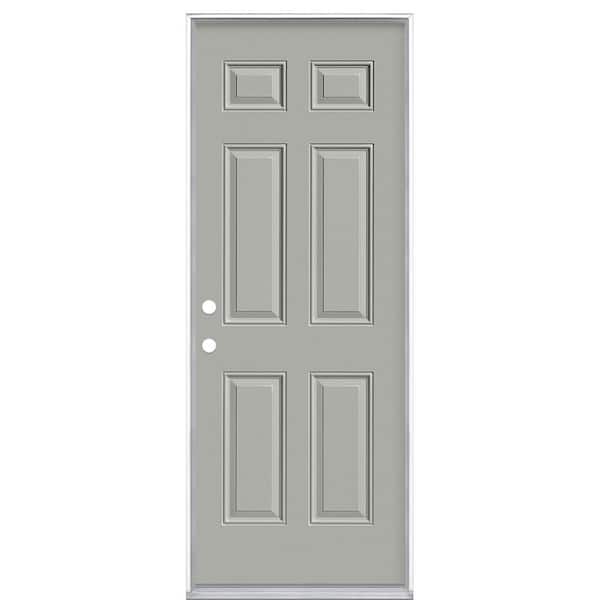 Masonite 36 in. x 80 in. 6-Panel Right-Hand Inswing Painted Steel Prehung Front Exterior Door No Brickmold