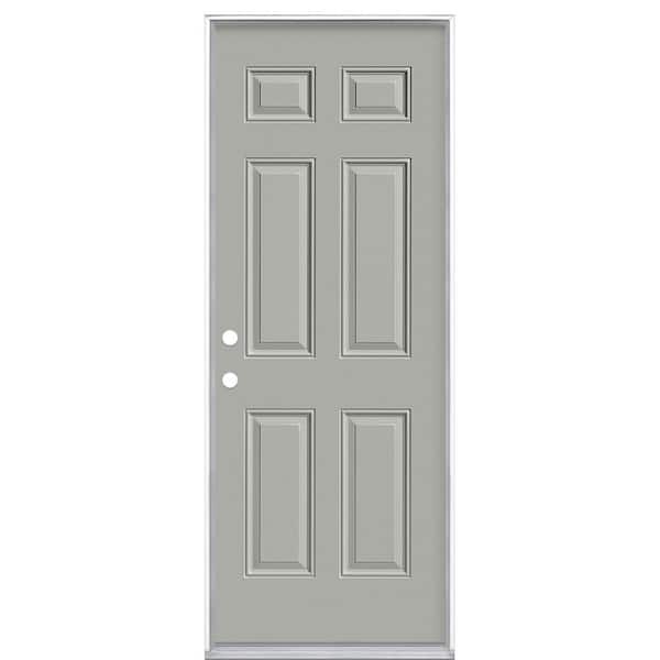 Masonite 32 in. x 80 in. 6-Panel Right-Hand Inswing Painted Steel Prehung Front Exterior Door No Brickmold