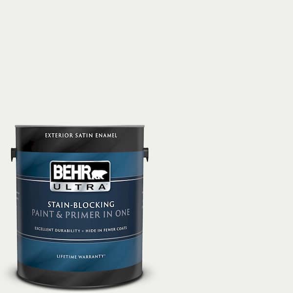 BEHR ULTRA 1 gal. #UL190-12 Falling Snow Satin Enamel Exterior Paint and Primer in One