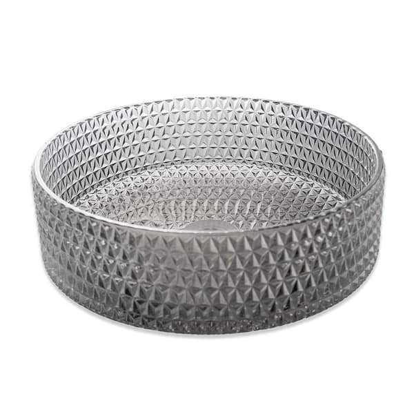 EPOWP 15.55 in. x15.55 in. Gray Crystal Glass Round Bathroom Above ...