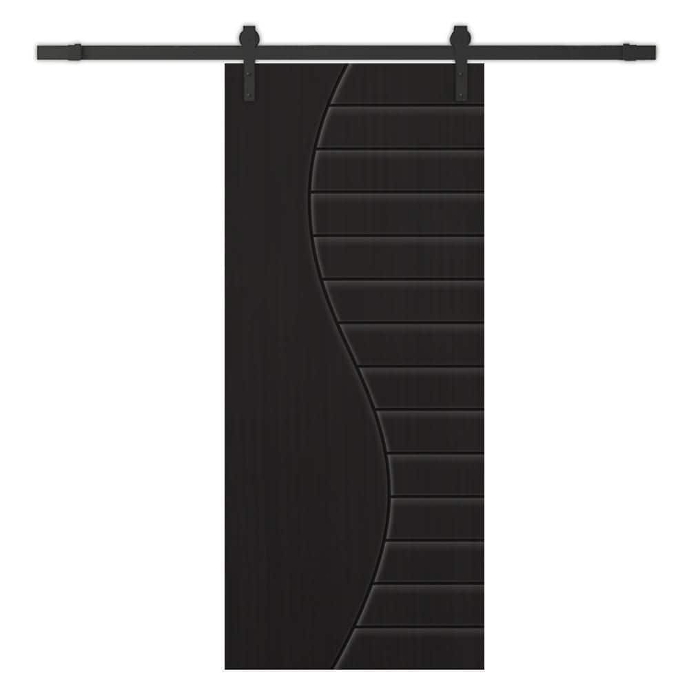 30 in. x 84 in. Black Painted Composite MDF Paneled Interior Sliding Barn Door with Hardware Kit price history on PriceWatchPro