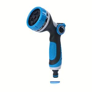 10-Pattern Water Gun Spray Hose Nozzle Thumb Control Sprinkler for Garden Watering, Blue