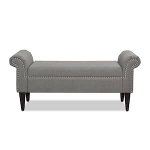 Kathy Entryway Accent Bench, Uptown Gray Stain Resistant High Performance Polyester 21.5 in. H x 53 in. L x 17 in. W