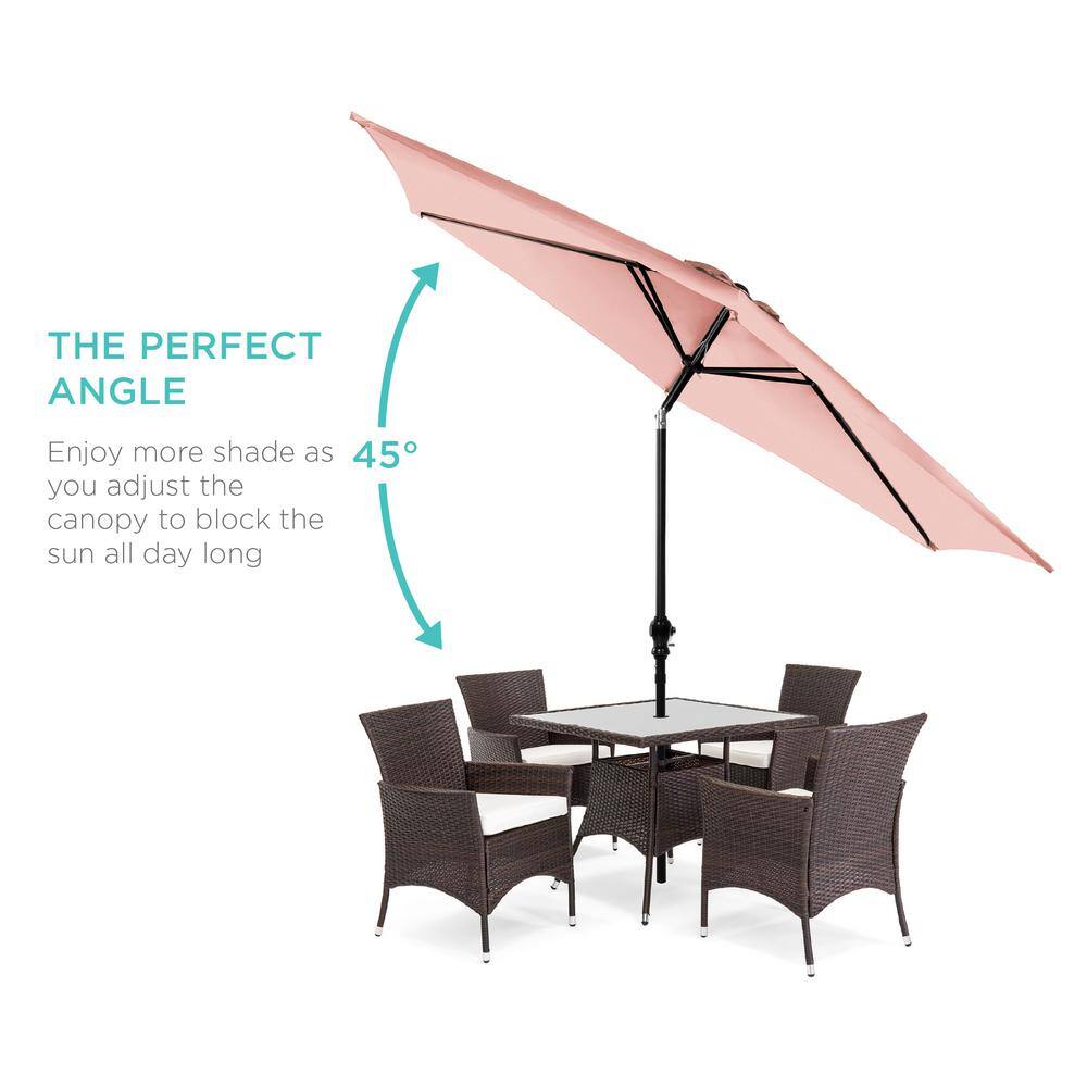 Rose Quartz 10ft Outdoor Steel Patio Umbrella with Crank and Tilt