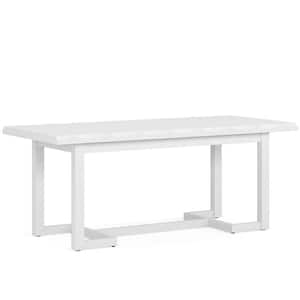 Moronia 62.25 in. Rectangular White Wood Computer Desk with Solid Wood Legs and Thickened Desktop for Work Study