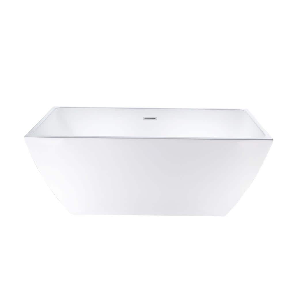 Pure White 59" Acrylic Freestanding Soaking Bathtub