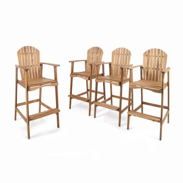 Noble House Malibu Wood Patio Outdoor Bar Stool (4-Pack)