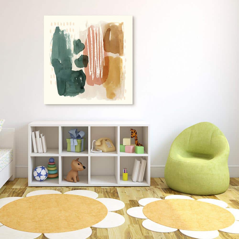 Ochre Echo III Abstract Colorful Frameless Tempered Glass Wall Art, 38" x 38"
