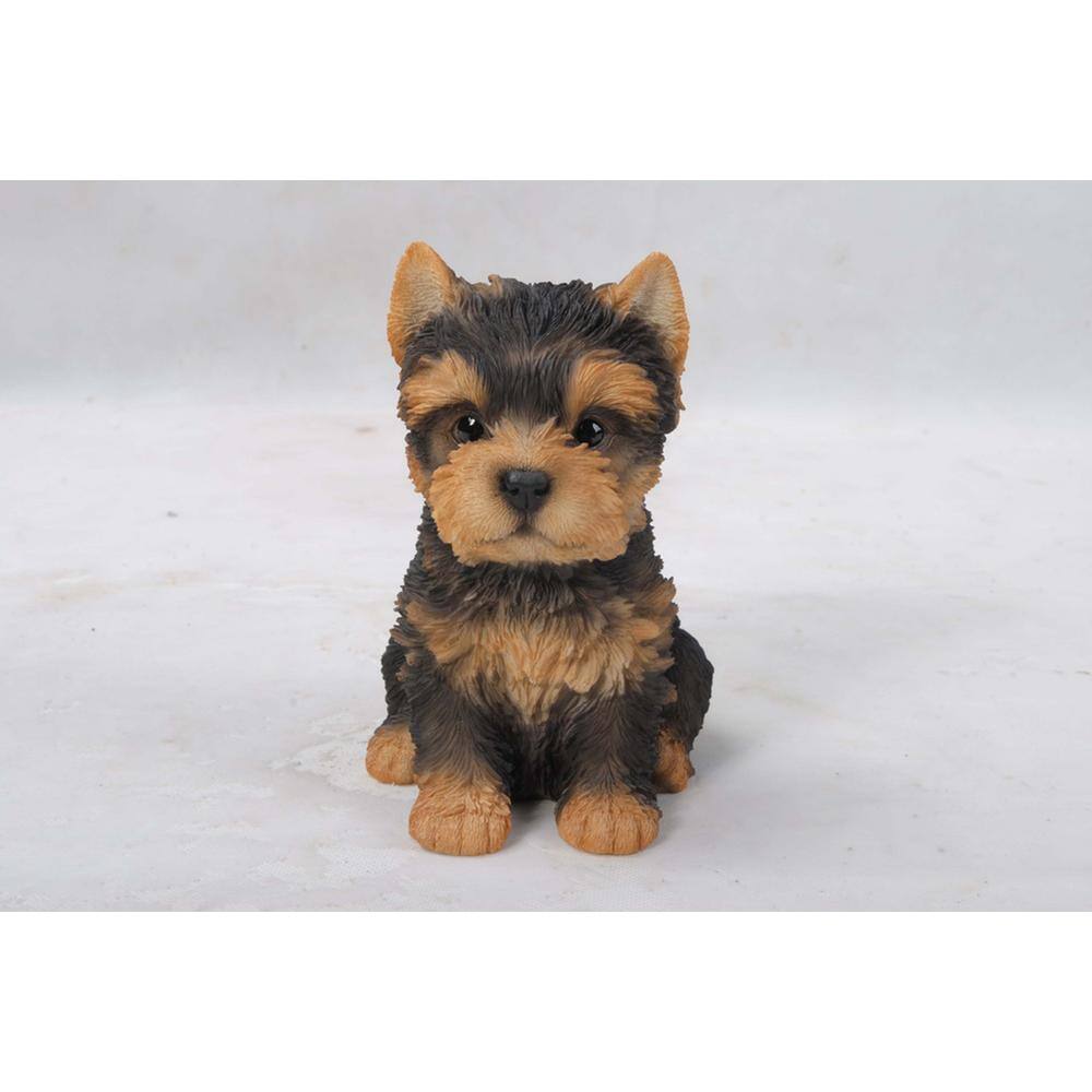 Realistic Brown and Black Yorkshire Terrier Puppy Statue