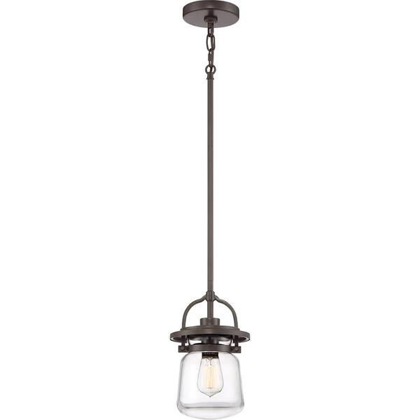 Quoizel LaSalle Western Bronze Transitional Clear Glass Jar Pendant Light