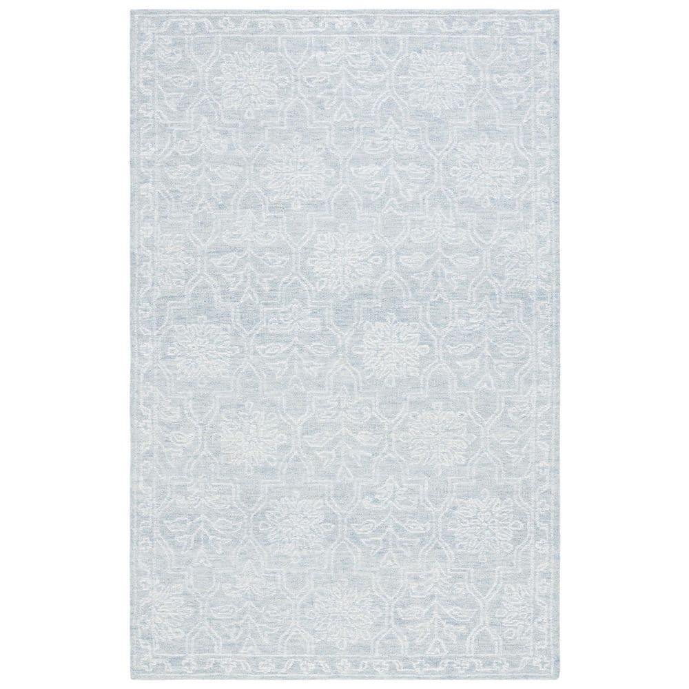 Micro-Loop 5 ft. x 8 ft. Light Gray/Ivory Ornate Floral Trellis Area Rug price history on PriceWatchPro