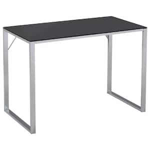 SignatureHome 23.62 in. W Chrome / Black Finish Material Metal / Tempered Glass Ariah Working And Writing Desk