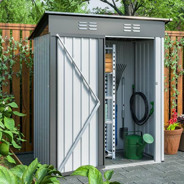 AFAIF 5 ft. W x 3 ft. D Outdoor Metal Storage Shed 15 sq. ft ...