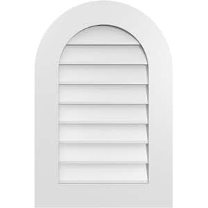 20 in. x 30 in. Round Top Surface Mount PVC Gable Vent: Decorative with Standard Frame
