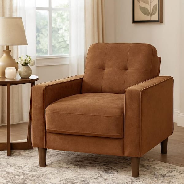 Bowen II Rust Fabric Upholstered Accent Chair with Track Arms