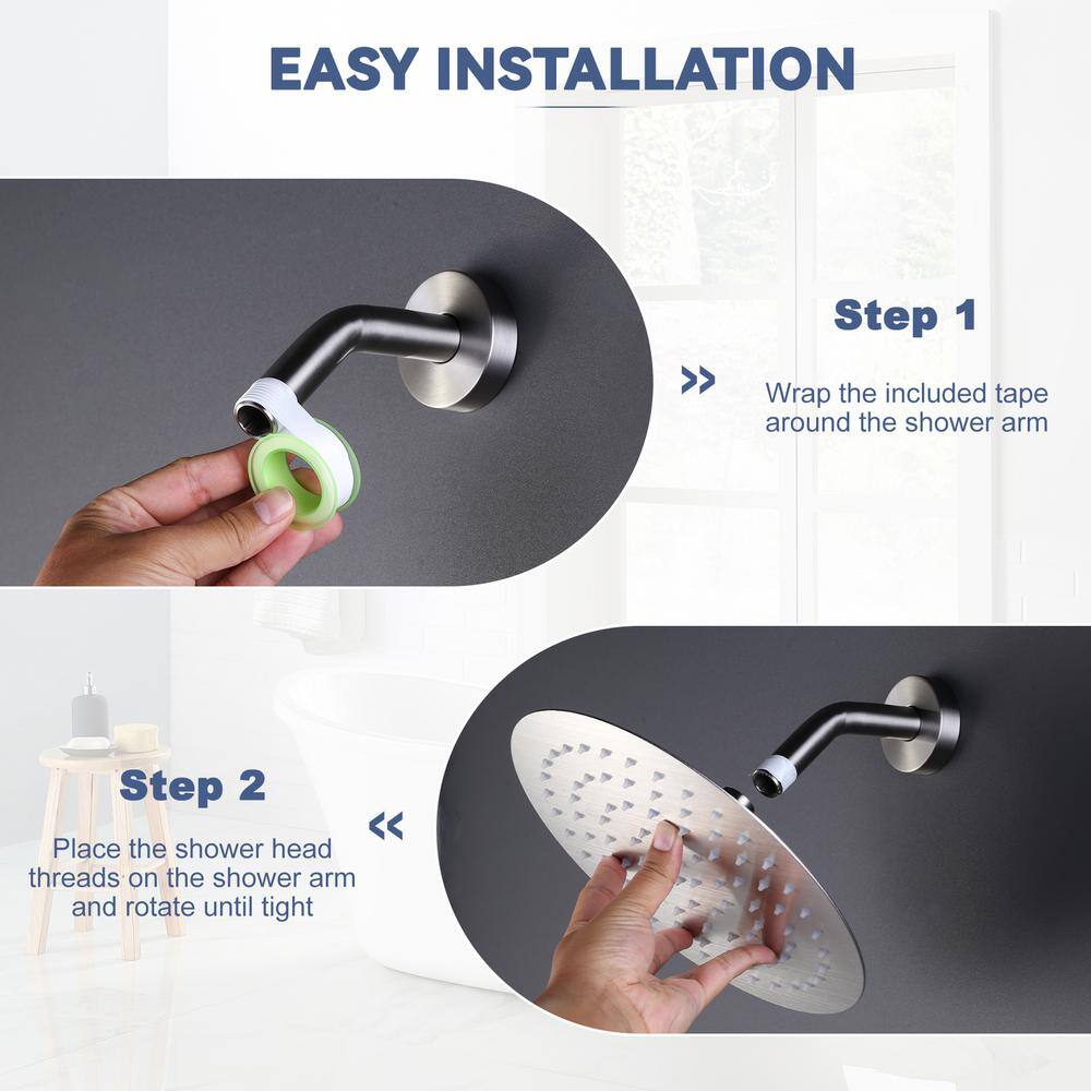 Large Brushed Nickel Wall Mounted Rain Shower Head