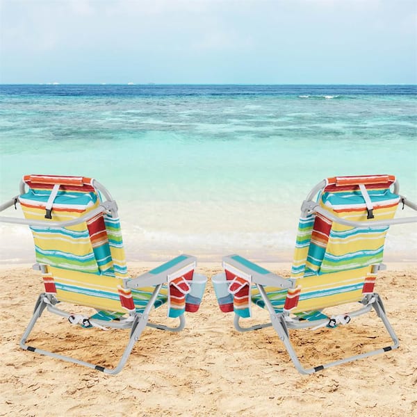 Costway Multicolor Aluminum Folding Beach Chair Adult Lightweight