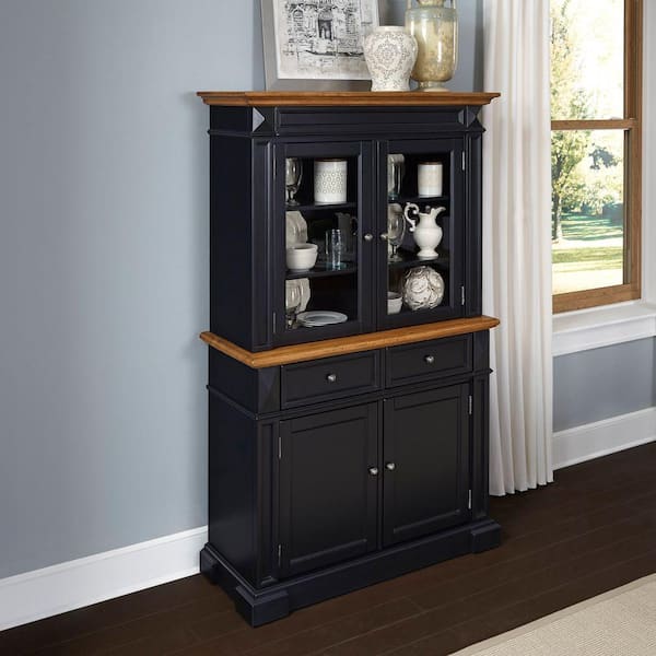 Home Styles Americana Black and Oak Buffet with Hutch